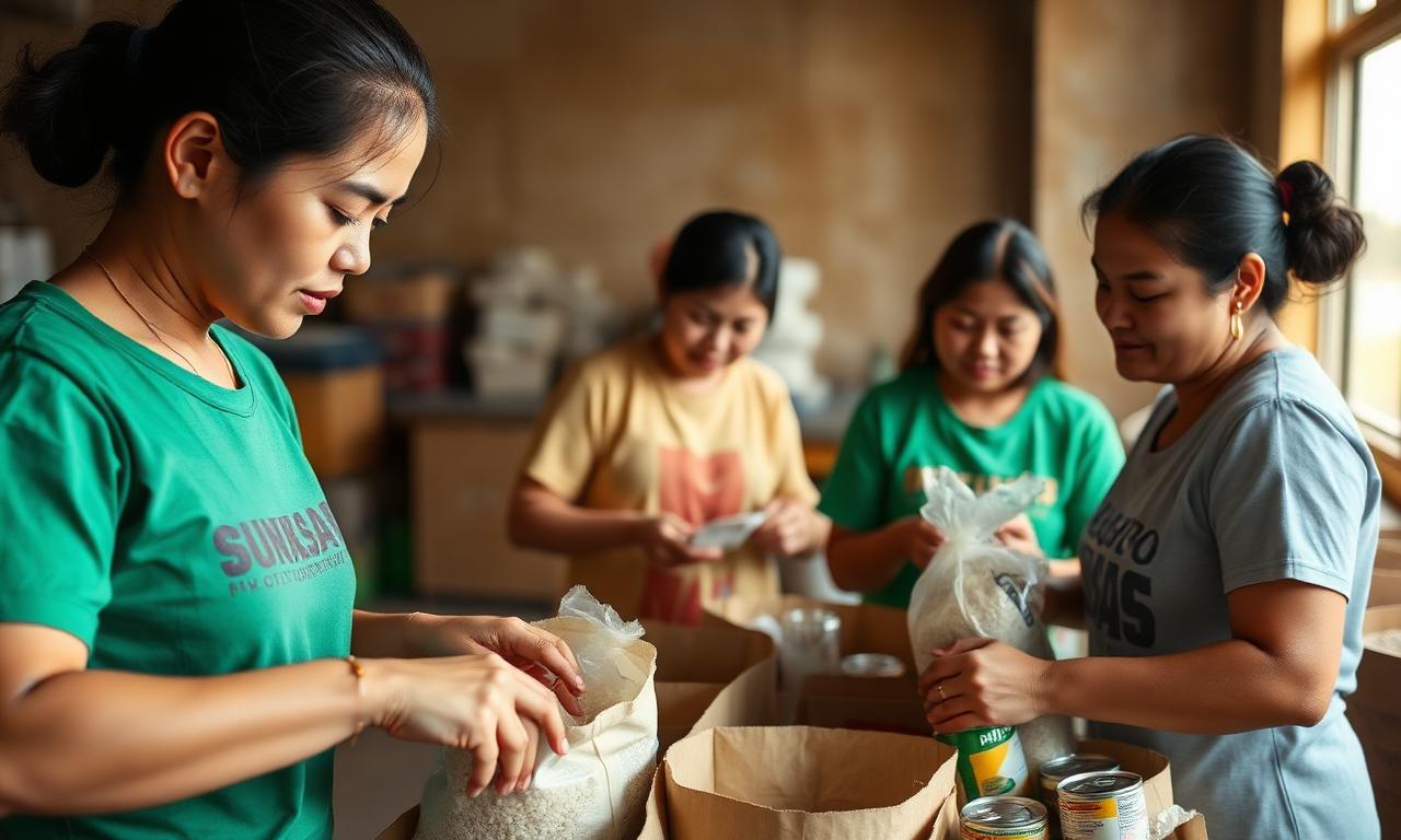 Jamiyah FoodBank volunteers packing rations
